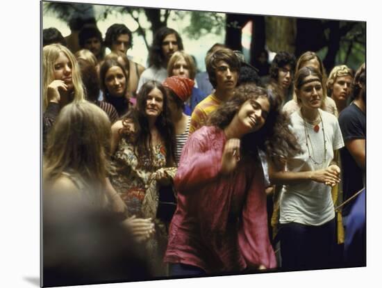Psylvia, Dressed in Pink Indian Shirt Dancing in Crowd, Woodstock Music and Art Festival-Bill Eppridge-Mounted Photographic Print