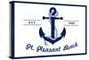 Pt. Pleasant Beach, New Jersey - Blue and White Anchor-Lantern Press-Stretched Canvas