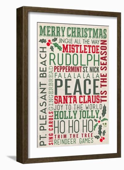 Pt. Pleasant Beach, New Jersey - Christmas Typography-Lantern Press-Framed Art Print