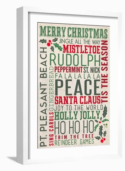 Pt. Pleasant Beach, New Jersey - Christmas Typography-Lantern Press-Framed Art Print