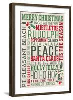 Pt. Pleasant Beach, New Jersey - Christmas Typography-Lantern Press-Framed Art Print