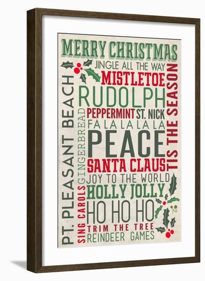 Pt. Pleasant Beach, New Jersey - Christmas Typography-Lantern Press-Framed Art Print