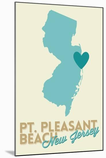 Pt. Pleasant Beach, New Jersey - Heart Design (Blue and Teal)-Lantern Press-Mounted Art Print