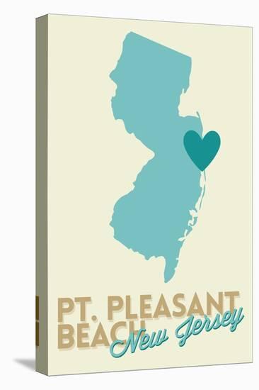 Pt. Pleasant Beach, New Jersey - Heart Design (Blue and Teal)-Lantern Press-Stretched Canvas