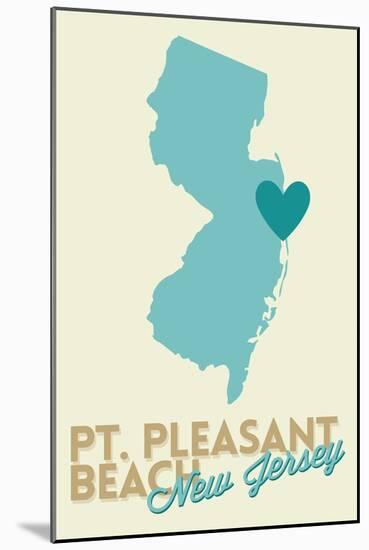 Pt. Pleasant Beach, New Jersey - Heart Design (Blue and Teal)-Lantern Press-Mounted Art Print