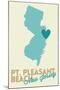 Pt. Pleasant Beach, New Jersey - Heart Design (Blue and Teal)-Lantern Press-Mounted Art Print