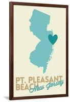 Pt. Pleasant Beach, New Jersey - Heart Design (Blue and Teal)-Lantern Press-Framed Art Print