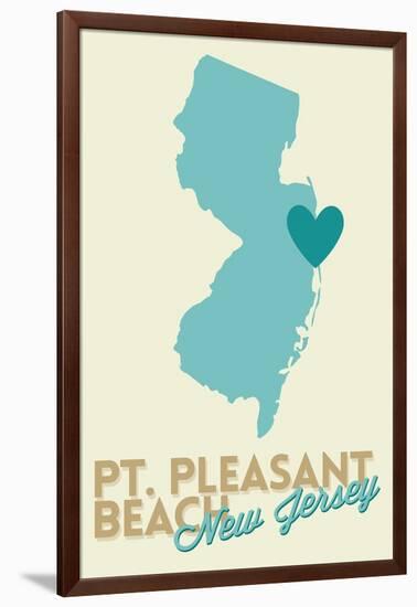 Pt. Pleasant Beach, New Jersey - Heart Design (Blue and Teal)-Lantern Press-Framed Art Print