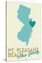 Pt. Pleasant Beach, New Jersey - Heart Design (Blue and Teal)-Lantern Press-Stretched Canvas
