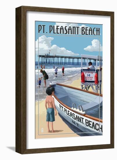 Pt. Pleasant Beach, New Jersey - Lifeguard Stand-Lantern Press-Framed Art Print