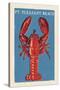 Pt. Pleasant Beach, New Jersey - Lobster Woodblock-Lantern Press-Stretched Canvas