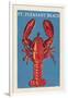Pt. Pleasant Beach, New Jersey - Lobster Woodblock-Lantern Press-Framed Art Print