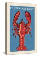 Pt. Pleasant Beach, New Jersey - Lobster Woodblock-Lantern Press-Stretched Canvas