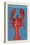 Pt. Pleasant Beach, New Jersey - Lobster Woodblock-Lantern Press-Stretched Canvas