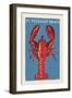 Pt. Pleasant Beach, New Jersey - Lobster Woodblock-Lantern Press-Framed Art Print