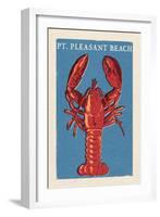 Pt. Pleasant Beach, New Jersey - Lobster Woodblock-Lantern Press-Framed Art Print