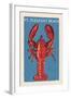 Pt. Pleasant Beach, New Jersey - Lobster Woodblock-Lantern Press-Framed Art Print