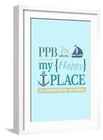 Pt. Pleasant Beach, New Jersey - PPB Is My Happy Place (#2 - Teal)-Lantern Press-Framed Art Print