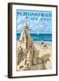 Pt. Pleasant Beach, New Jersey - Sandcastle-Lantern Press-Framed Art Print