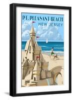 Pt. Pleasant Beach, New Jersey - Sandcastle-Lantern Press-Framed Art Print