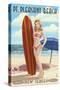 Pt. Pleasant Beach, New Jersey - Surfer Pinup Girl-Lantern Press-Stretched Canvas