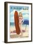 Pt. Pleasant Beach, New Jersey - Surfer Pinup Girl-Lantern Press-Framed Art Print