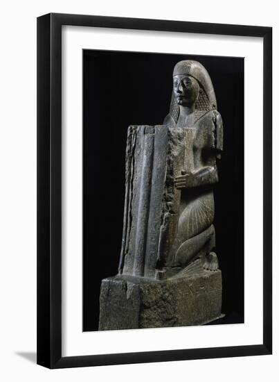 Ptahmose, Vizier at Time of Amenhotep Iii, Statue in Gray Granite, from Thebes-null-Framed Giclee Print