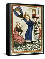 Pteffel, Poet of the 13th Century, Fishing for His Beloved. Codex Manesse (Ca.1300)-null-Framed Stretched Canvas