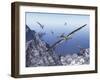 Pteranodon Birds Flying Above Coastal Rocks on a Beautiful Day-Stocktrek Images-Framed Art Print