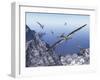 Pteranodon Birds Flying Above Coastal Rocks on a Beautiful Day-Stocktrek Images-Framed Art Print