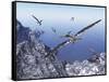 Pteranodon Birds Flying Above Coastal Rocks on a Beautiful Day-Stocktrek Images-Framed Stretched Canvas