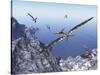 Pteranodon Birds Flying Above Coastal Rocks on a Beautiful Day-Stocktrek Images-Stretched Canvas