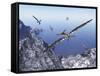 Pteranodon Birds Flying Above Coastal Rocks on a Beautiful Day-Stocktrek Images-Framed Stretched Canvas