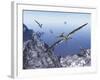 Pteranodon Birds Flying Above Coastal Rocks on a Beautiful Day-Stocktrek Images-Framed Art Print