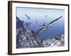 Pteranodon Birds Flying Above Coastal Rocks on a Beautiful Day-Stocktrek Images-Framed Art Print