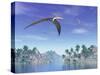 Pteranodon Birds Flying Above Islands with Palm Trees-null-Stretched Canvas