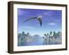 Pteranodon Birds Flying Above Islands with Palm Trees-null-Framed Art Print