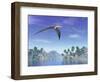 Pteranodon Birds Flying Above Islands with Palm Trees-null-Framed Art Print