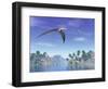 Pteranodon Birds Flying Above Islands with Palm Trees-null-Framed Art Print