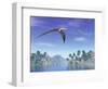 Pteranodon Birds Flying Above Islands with Palm Trees-null-Framed Art Print