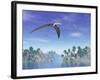 Pteranodon Birds Flying Above Islands with Palm Trees-null-Framed Art Print