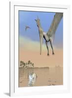 Pteranodon Fishing for Food-null-Framed Art Print