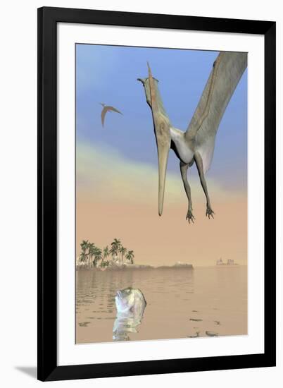 Pteranodon Fishing for Food-null-Framed Art Print