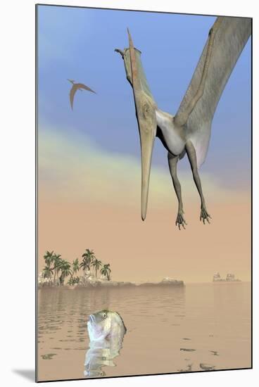 Pteranodon Fishing for Food-null-Mounted Art Print