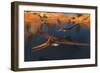 Pteranodon Reptiles Searching for Food in a Lake-Stocktrek Images-Framed Art Print