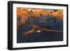 Pteranodon Reptiles Searching for Food in a Lake-Stocktrek Images-Framed Art Print