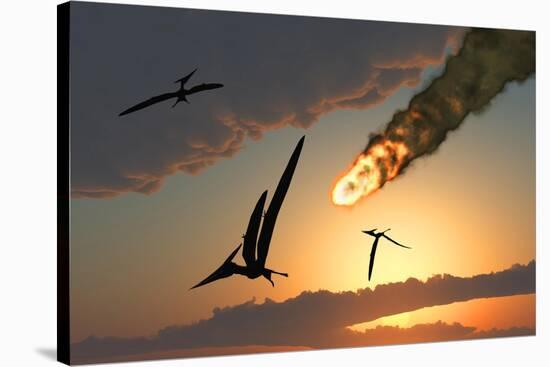 Pteranodons in Flight, Unaware of the Danger That a Crashing Asteroid Is About to Bring-null-Stretched Canvas