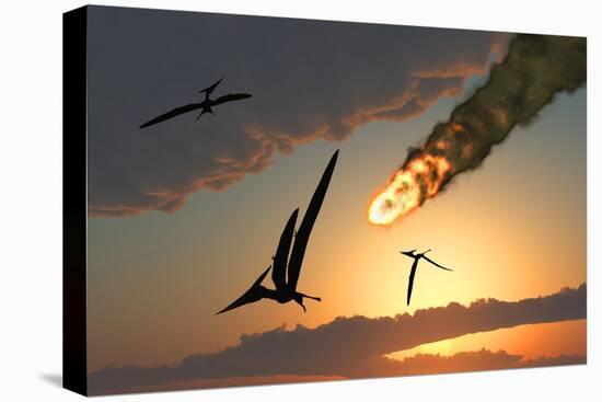 Pteranodons in Flight, Unaware of the Danger That a Crashing Asteroid Is About to Bring-null-Stretched Canvas