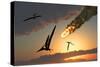 Pteranodons in Flight, Unaware of the Danger That a Crashing Asteroid Is About to Bring-null-Stretched Canvas