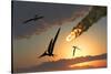 Pteranodons in Flight, Unaware of the Danger That a Crashing Asteroid Is About to Bring-null-Stretched Canvas